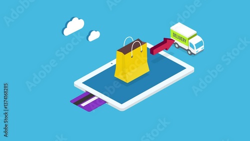 Online sales. The concept of online shopping and delivery