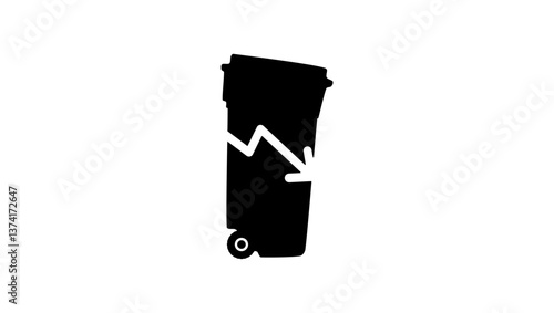 Reduce waste symbol, black isolated silhouette