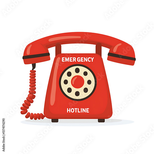 Emergency Hotline Graphic - A simple, flat-style graphic showing a phone receiver with an emergency call in progress, 