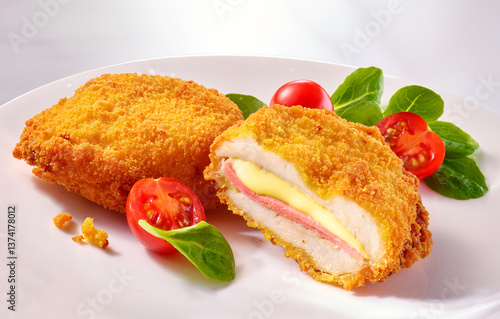 Mini Cordon Bleu mit Spinat, käse überbacken, schinken, fastfood, 