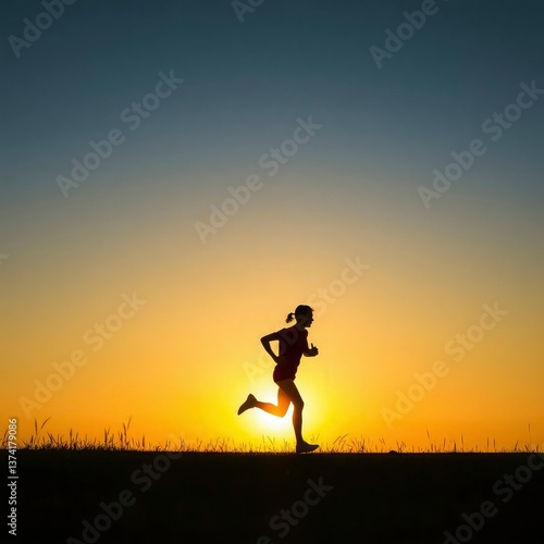 Wallpaper Mural silhouette of a woman running on sunset Torontodigital.ca