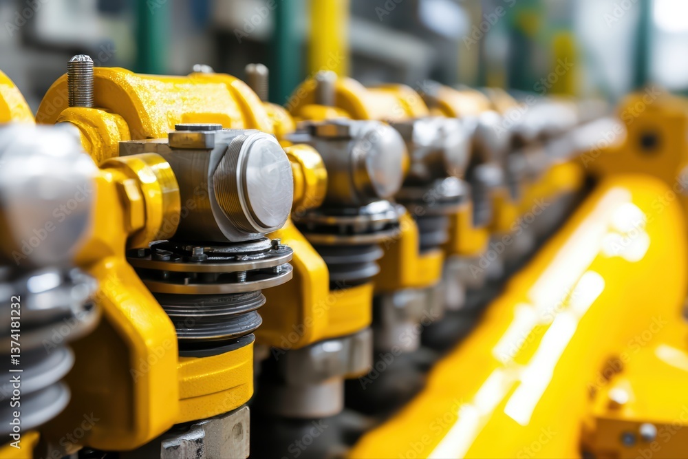 Industrial equipment gear mechanism in yellow color Industrial equipment gear mechanism in yellow color