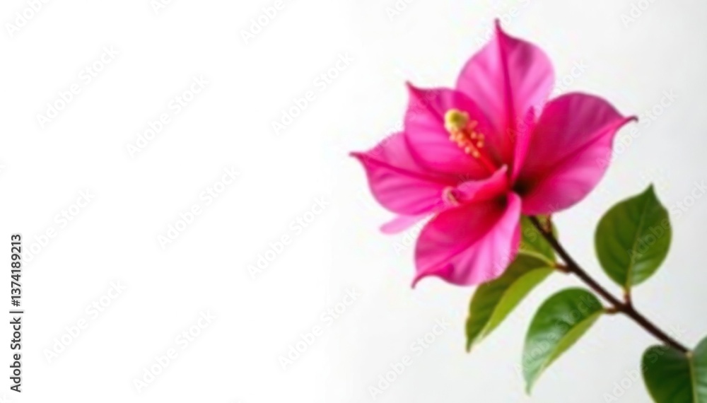 Obraz premium Vibrant pink Bougainvillea flower plant isolated on white background, exotic, summer