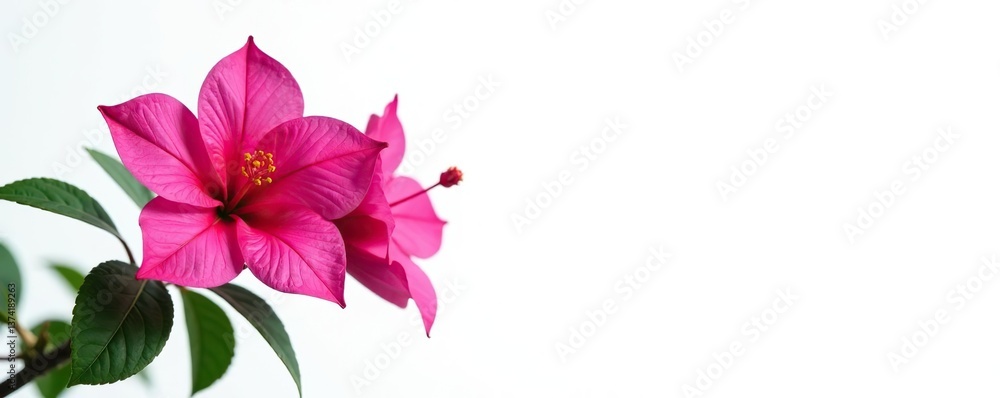 Fototapeta premium Vibrant pink Bougainvillea flower plant isolated on white background, vibrant, vibrant