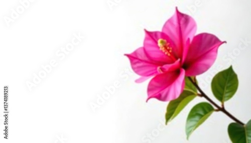 Vibrant pink Bougainvillea flower plant isolated on white background,  exotic,  summer