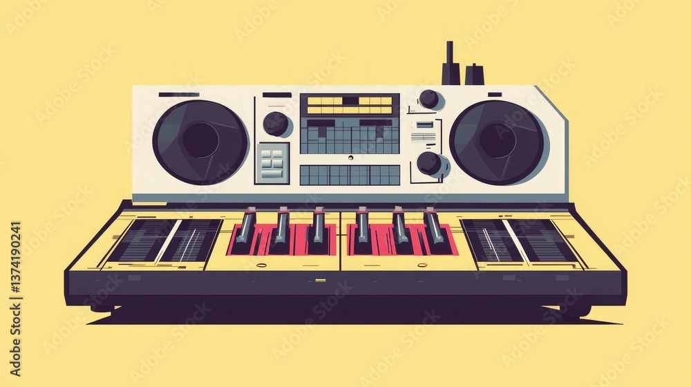 Fototapeta premium Minimal design beat machine illustration. 