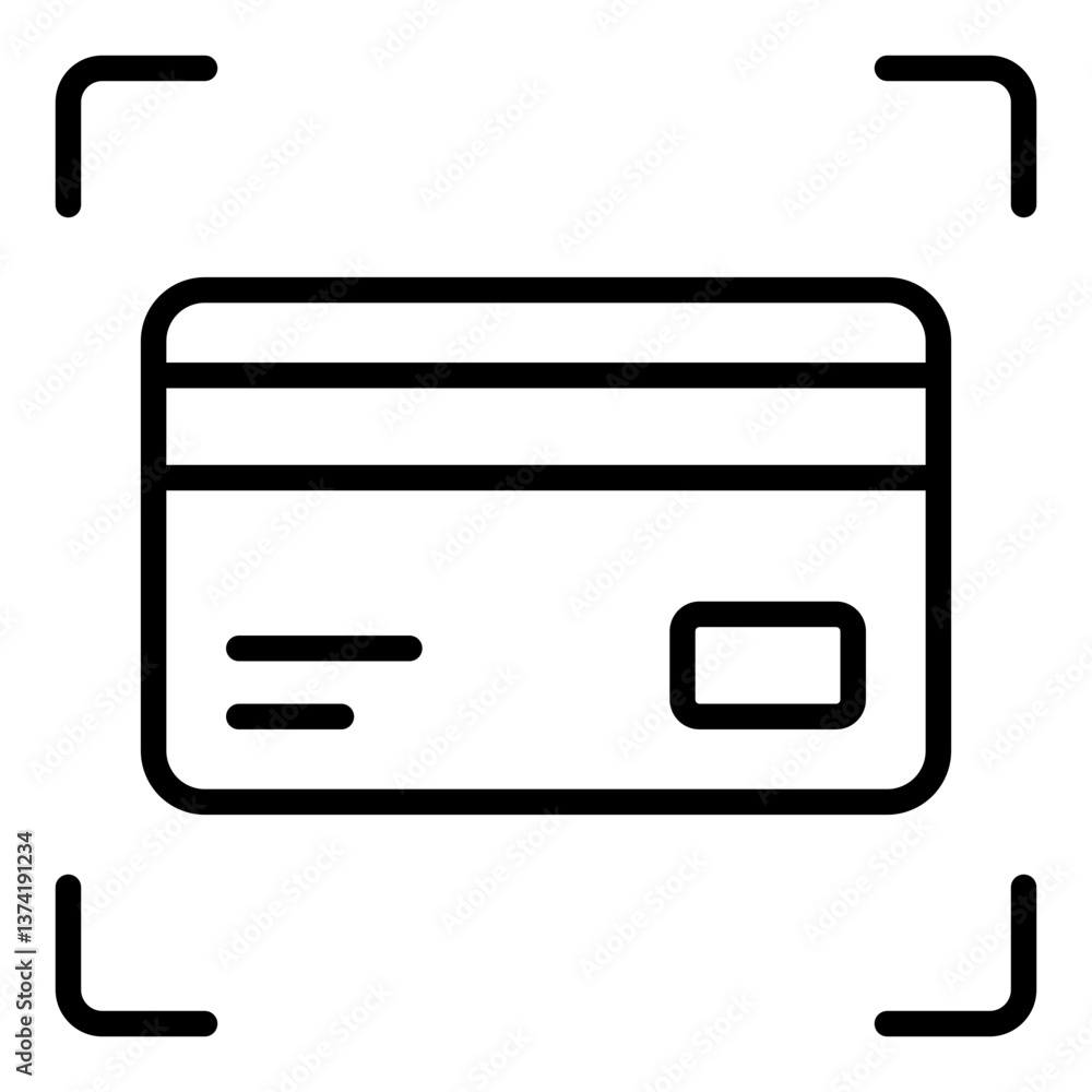 Payment Scan Icon. QR code transaction symbol. Contactless banking and e-commerce payment sign - stock vector. Outline Icon