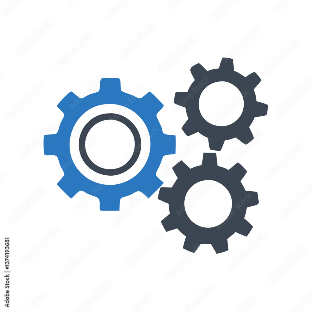 Stylized gear icon set in blue and gray colors for engineering and technology themes Stylized gear icon set in blue and gray colors for engineering and technology themes