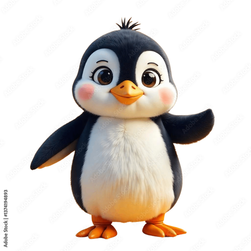 Obraz premium Cartoon penguin character, whose design is beautiful and colorful transparent 