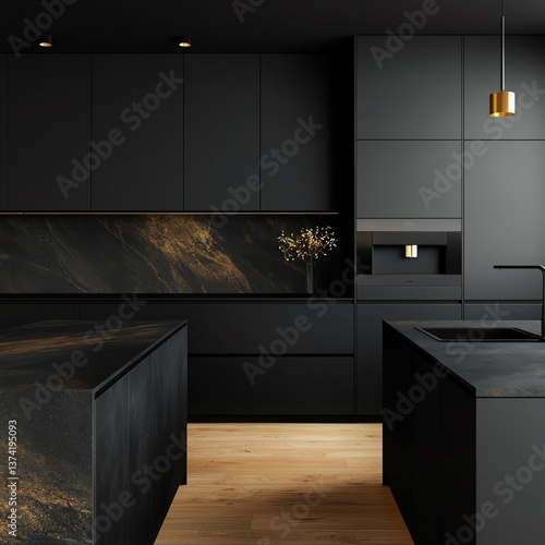 modern kitchen with black cabinets and golden accents in luxury modern kitchen design showcasing black cabinets and golden accents with minimalist kitchen style and black cabinets and golden accents p