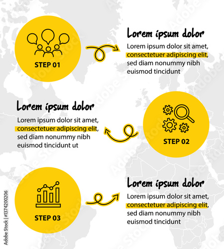 Infographic template with icons and 3 options or 3 steps. Can be used for workflow layout, diagram, timeline, banner, webdesign, business report, presentation. Vector illustration.
