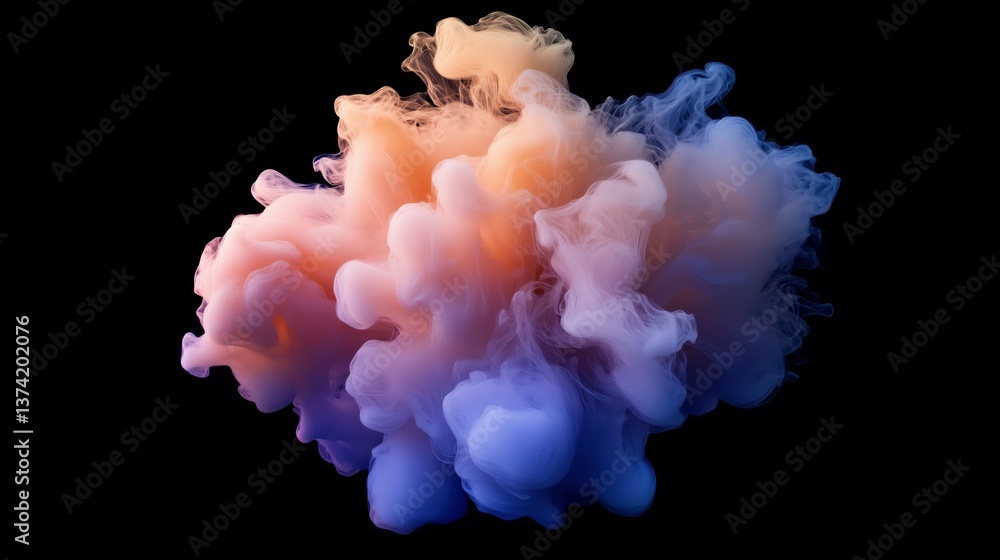 Fototapeta premium Abstract colorful cloud-like formation with a dark background. Organic & Fluid Motion Loops