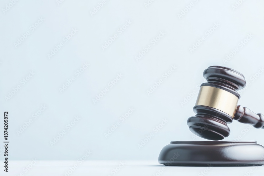 clean minimalist image of single gavel rests on one side against pale uncluttered background with ample copy space clean minimalist image of single gavel rests on one side against pale uncluttered background with ample copy space