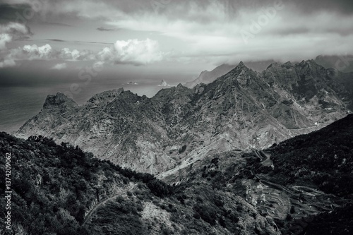 Obraz na płótnie Anaga mountains aerial view, Tenerife. w salonie