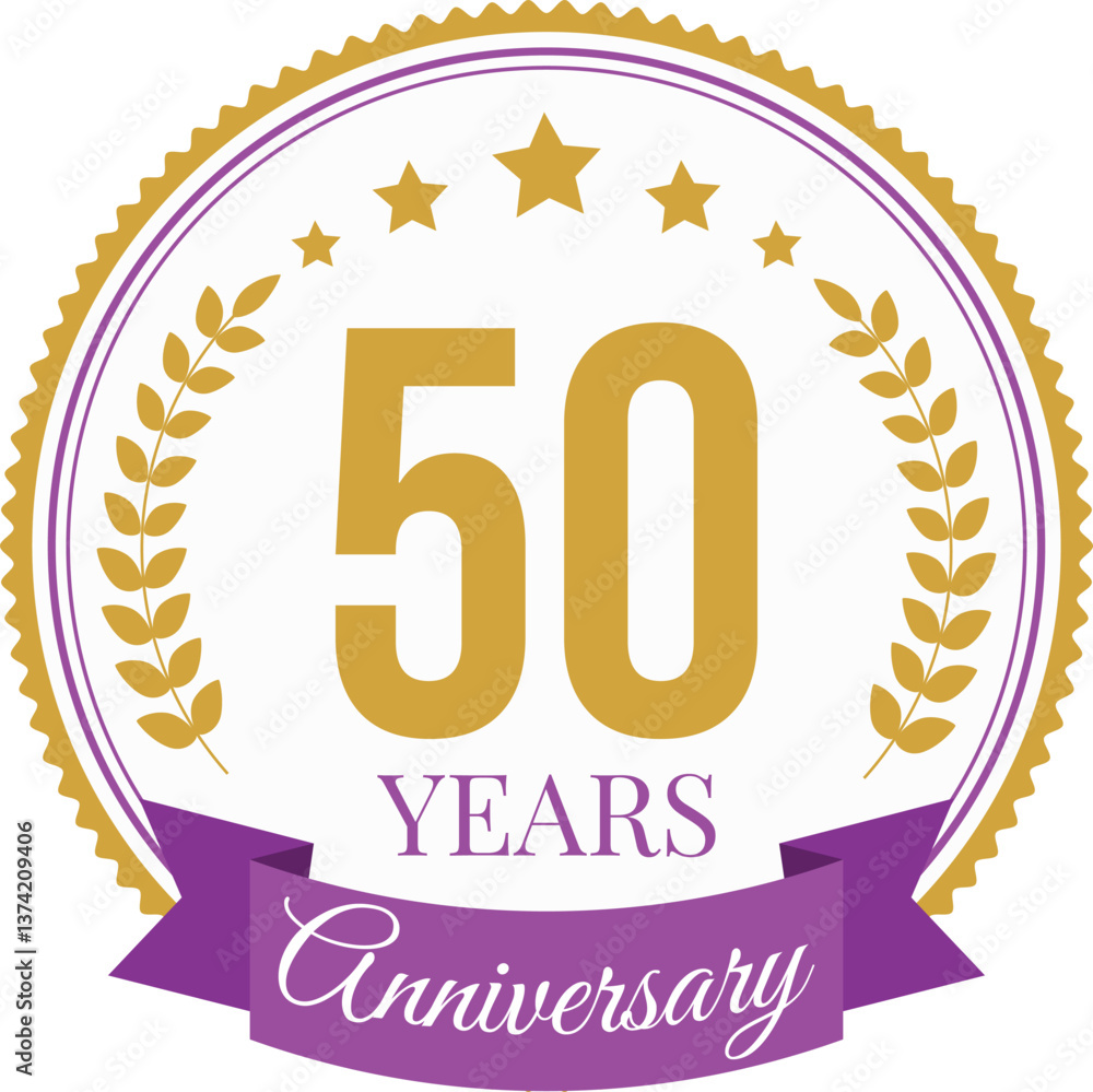 Naklejka premium Logo 50 Years Anniversary Celebration Design Template.