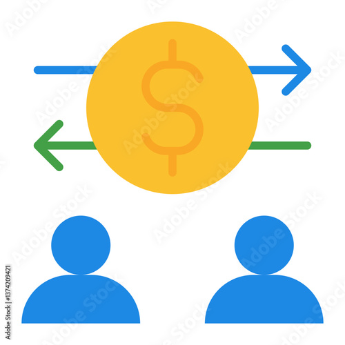 Peer to Peer Payment Icon. Direct digital transaction symbol. Online finance and money transfer sign - stock vector. Flat Icon