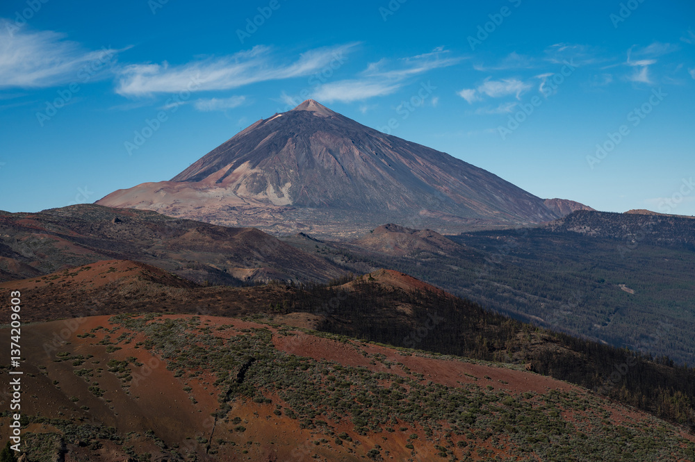 Aerial view at the Teide volcano in Tenerife.