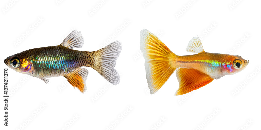 Fototapeta premium Colorful Tropical Fish with Bright Fins Swimming in Clear Water