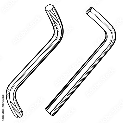 Photography Hex key or allen wrench. Isolated vector illustration.