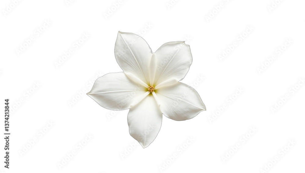 Obraz premium Elegant white flower isolated on transparent background. Perfect for wedding invitations, spring designs, minimalist layouts, or serene botanical art. Pure, delicate, and refined.