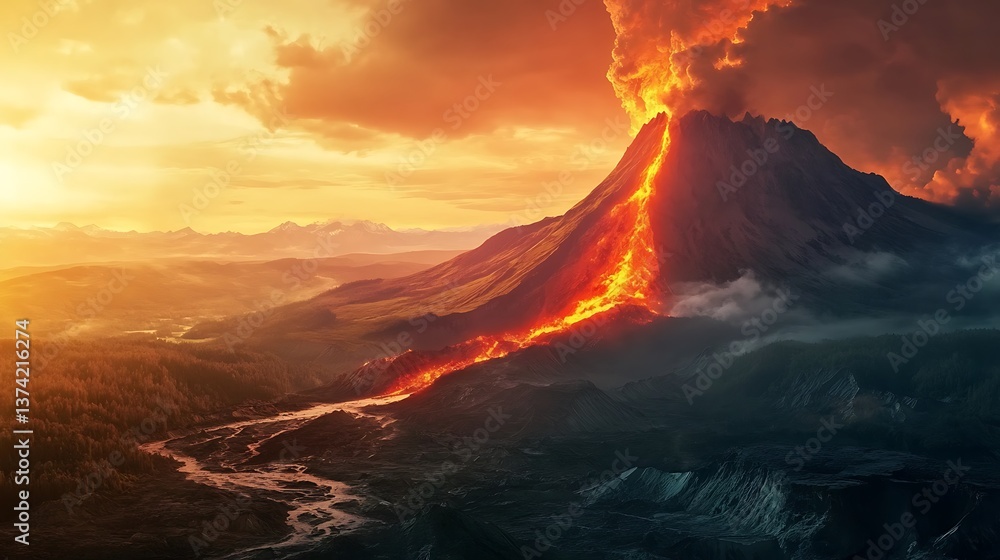 Fototapeta premium A mountain range forming due to a long-term continental collision 