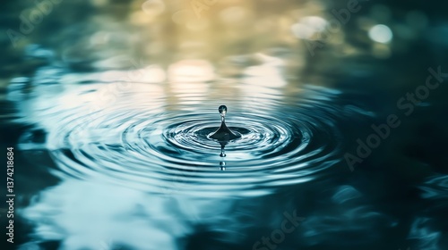 Emotional Ripple Effect, A Single Tear Creating Waves, Deep Feelings in Still Water