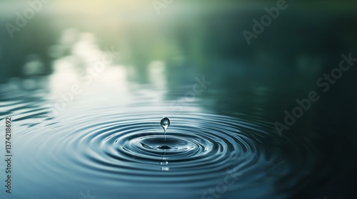 Emotional Ripple Effect, A Single Tear Creating Waves, Deep Feelings in Still Water