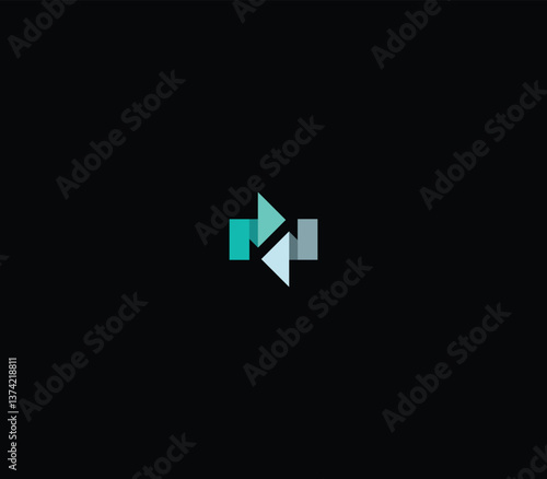 Minimal Letter MW Overlapping Arrows Logo Design with Black Background. 