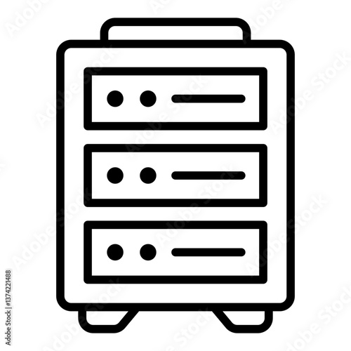 Server Rack Icon. Data storage unit symbol. Cloud computing and IT infrastructure sign - stock vector. Outline Icon