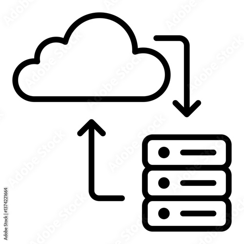 Web Hosting Icon. Website server management symbol. Cloud computing and online business service sign - stock vector. Outline Icon