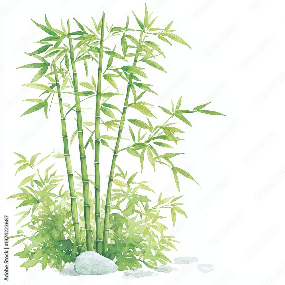 Naklejka premium Bamboo growth and sustainability natural habitat illustration tranquil setting close-up view eco-friendly concept