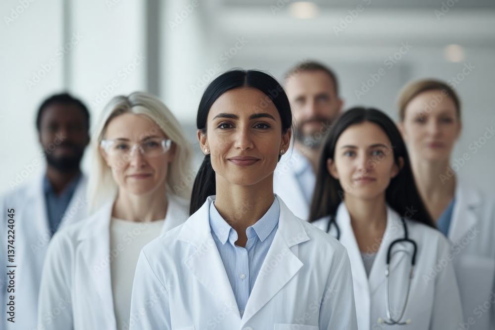 diverse group of environmental scientists of various ethnicities and ages stands against blurred background diverse group of environmental scientists of various ethnicities and ages stands against blurred background