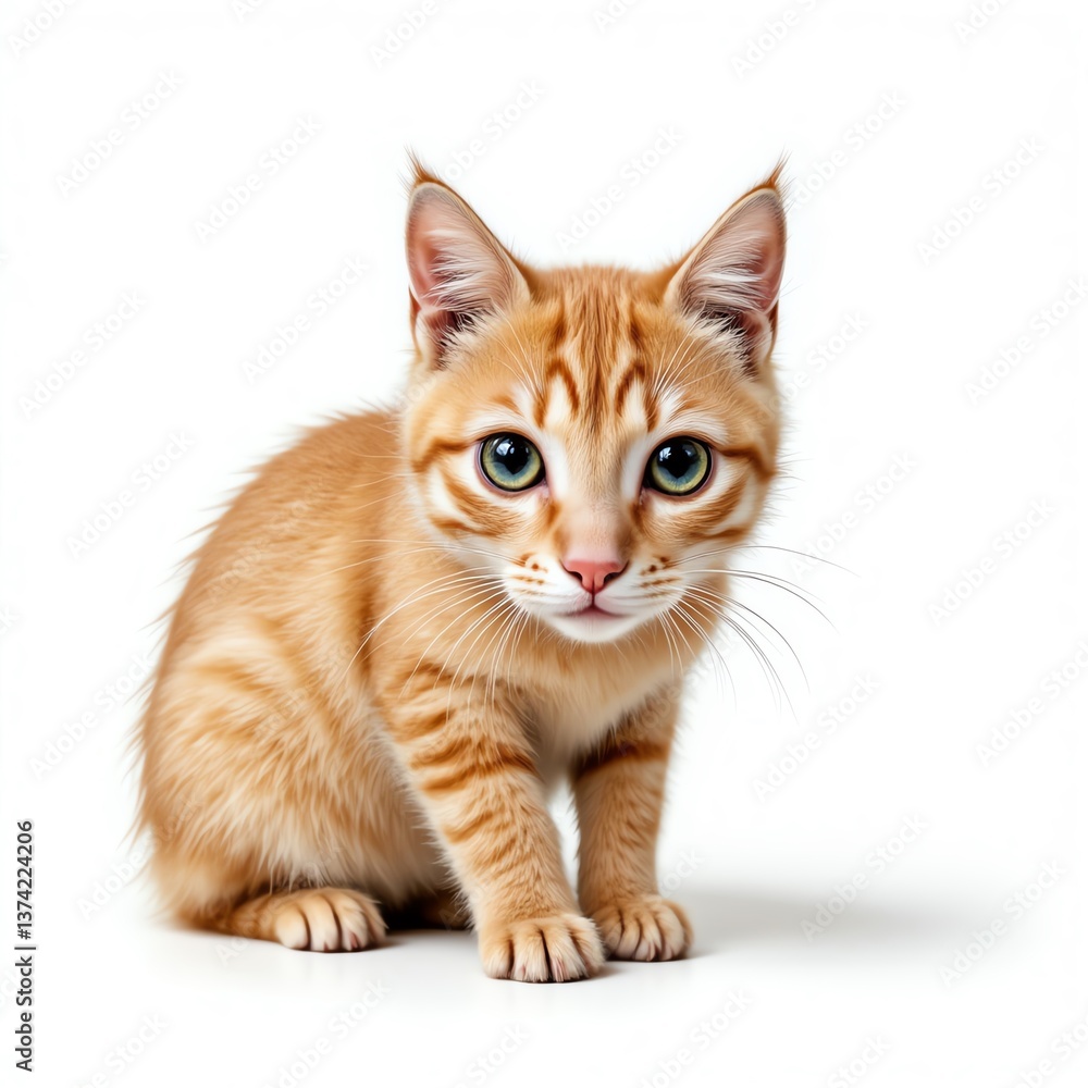 Obraz premium Cute orange kitten with expressive green eyes.
