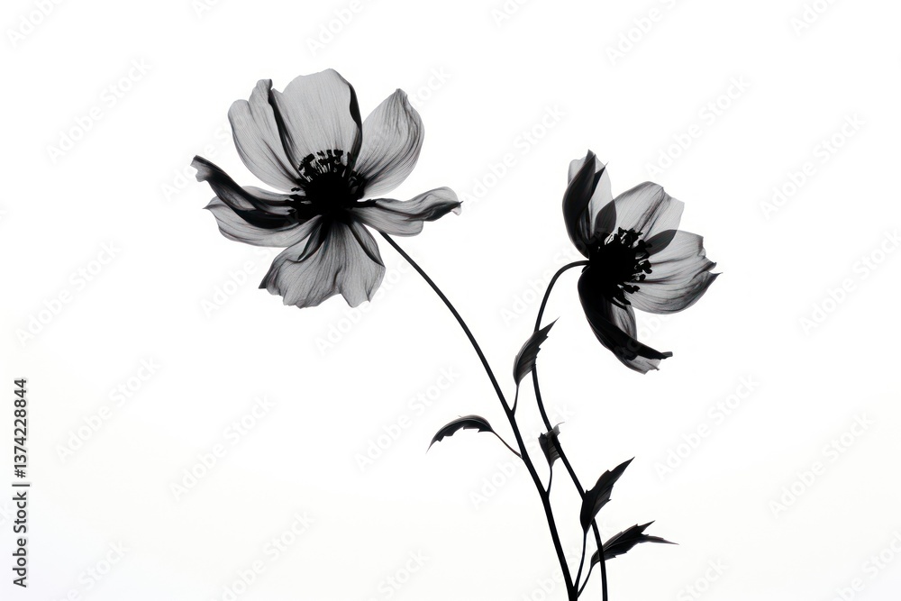 Obraz premium Flower silhouette petal plant white.