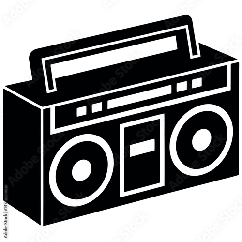 Boom box illustration on white background.