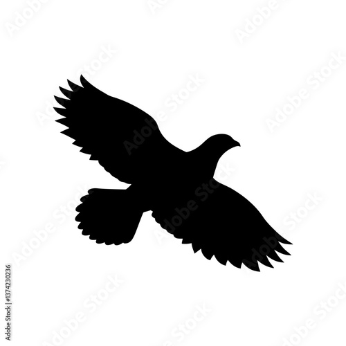 Flying arctic grouse silhouette vector flat illustration design.