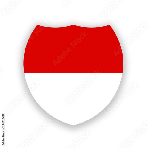 Free Download Indonesia national flag in the shape of a shield isolated on white. Illustration - GFXLoad