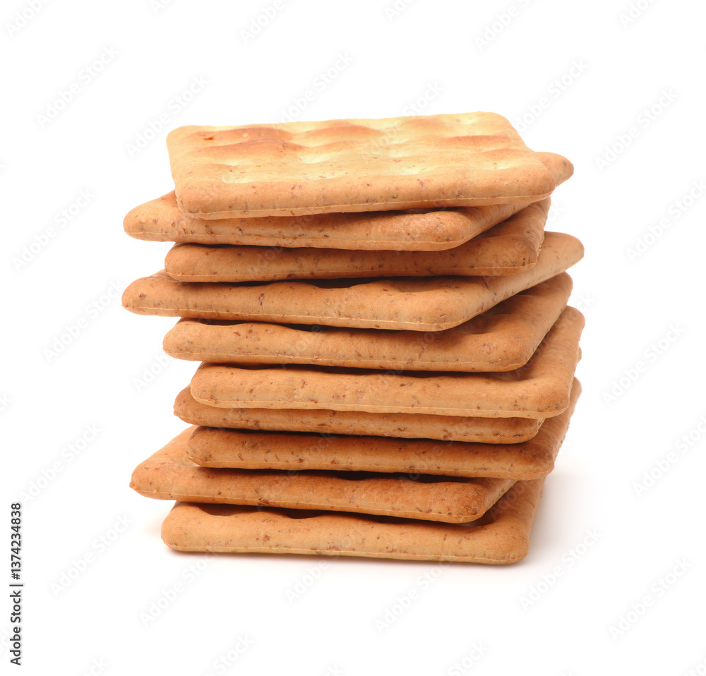 Stack of square wholegrain crackers Stack of square wholegrain crackers