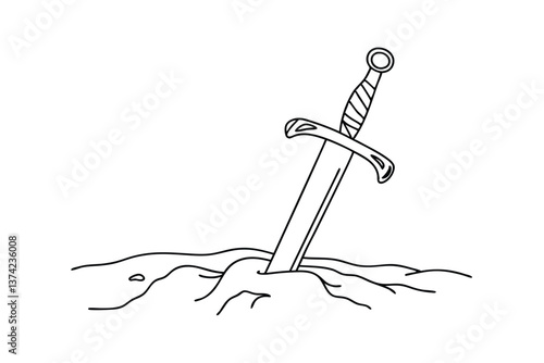 Medieval Sword in Sand, Arthurian Legend, Excalibur, King Arthur, Fantasy, Myth, History, Power, Seem
