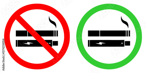 No smoking, No vaping combined sign. Smoking & vaping area or allowed symbol. High resolution vector icon