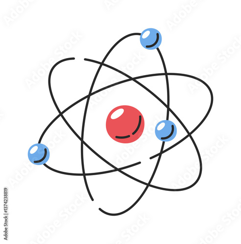 Electrons orbiting atomic nucleus doodle