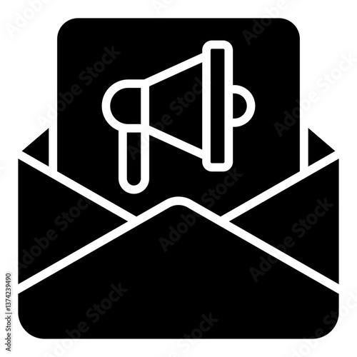 Email Marketing Icon. Digital communication symbol. Online promotion and newsletter strategy sign - stock vector. Glyph Icon