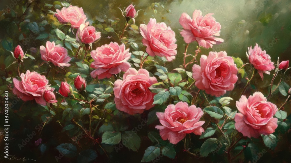 Blooming roses photo. Generative AI Blooming roses photo. Generative AI