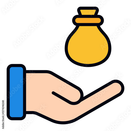 Revenue Icon. Financial income symbol. Business earnings and company profit - stock vector. Filled Line Icon