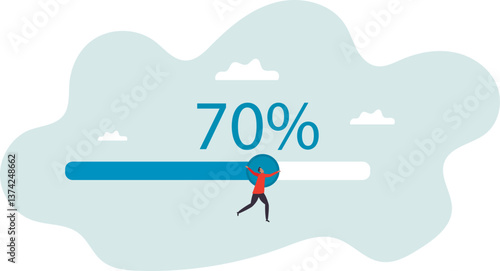 Working project progress, effort to finish work or achieve business success, accomplishment, ambition or career challenge,character for design.