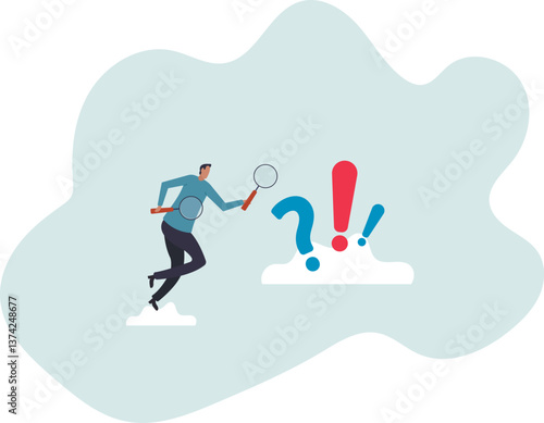 Observation or examination, curiosity to discover secret, search or analyze information, investigate or research.character for design.