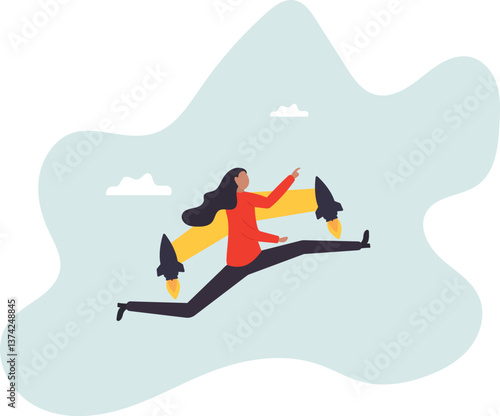 Success booster or accelerate career growth, woman power or lady leadership, speed up working progress or boost work ambition.character for design.