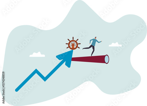 Leadership to lead company direction, vision to see opportunity, skill to overcome challenge or decision to control and drive growth.character for design.