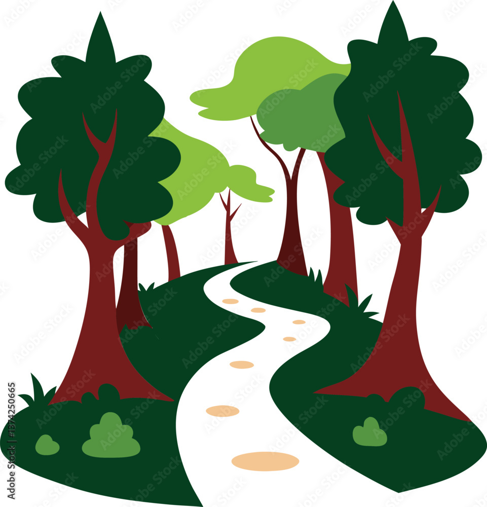 Fototapeta premium Enchanted forest pathway vector