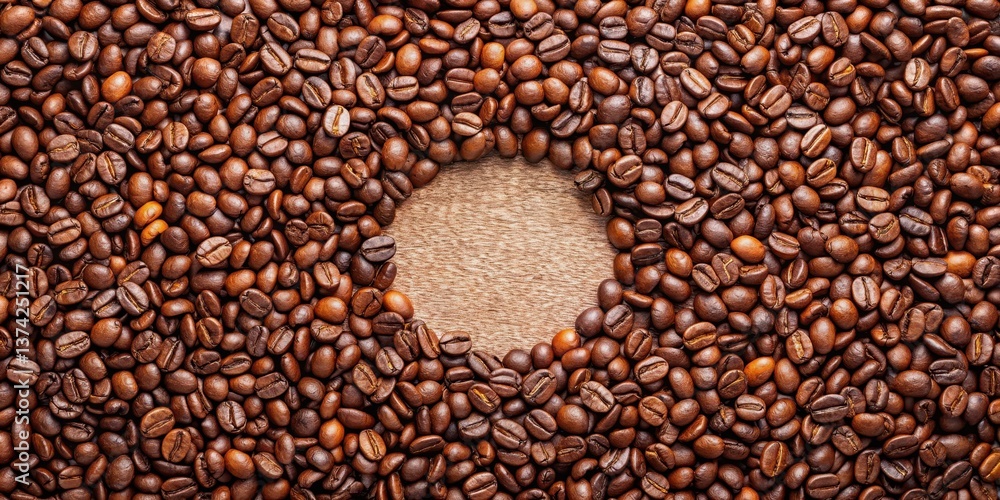 High-quality coffee beans arranged in a circular pattern High-quality coffee beans arranged in a circular pattern